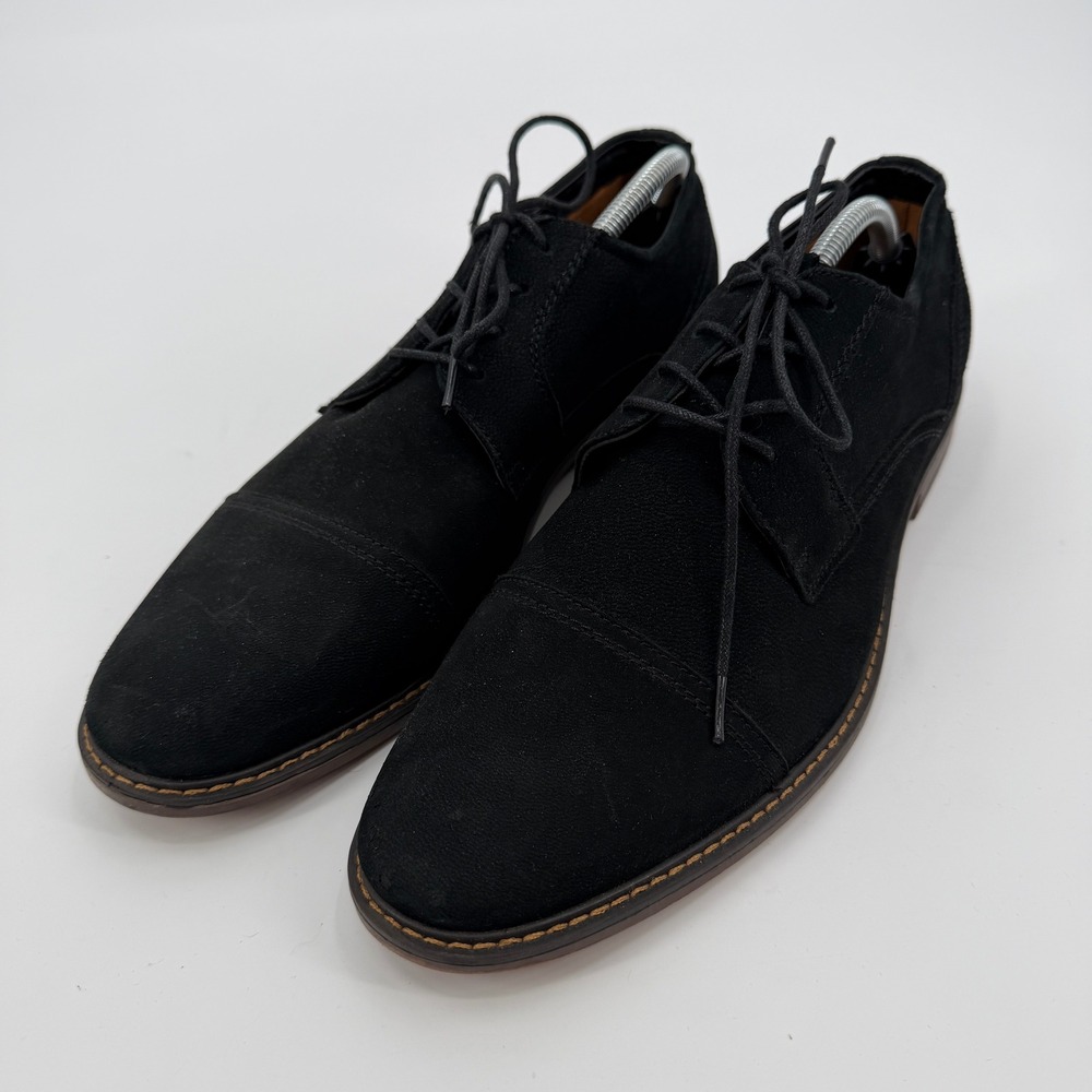 J75 by JUMP Mens Black Suede Cap Toe Derby Lace Up Dress Shoes Low Heel Indie